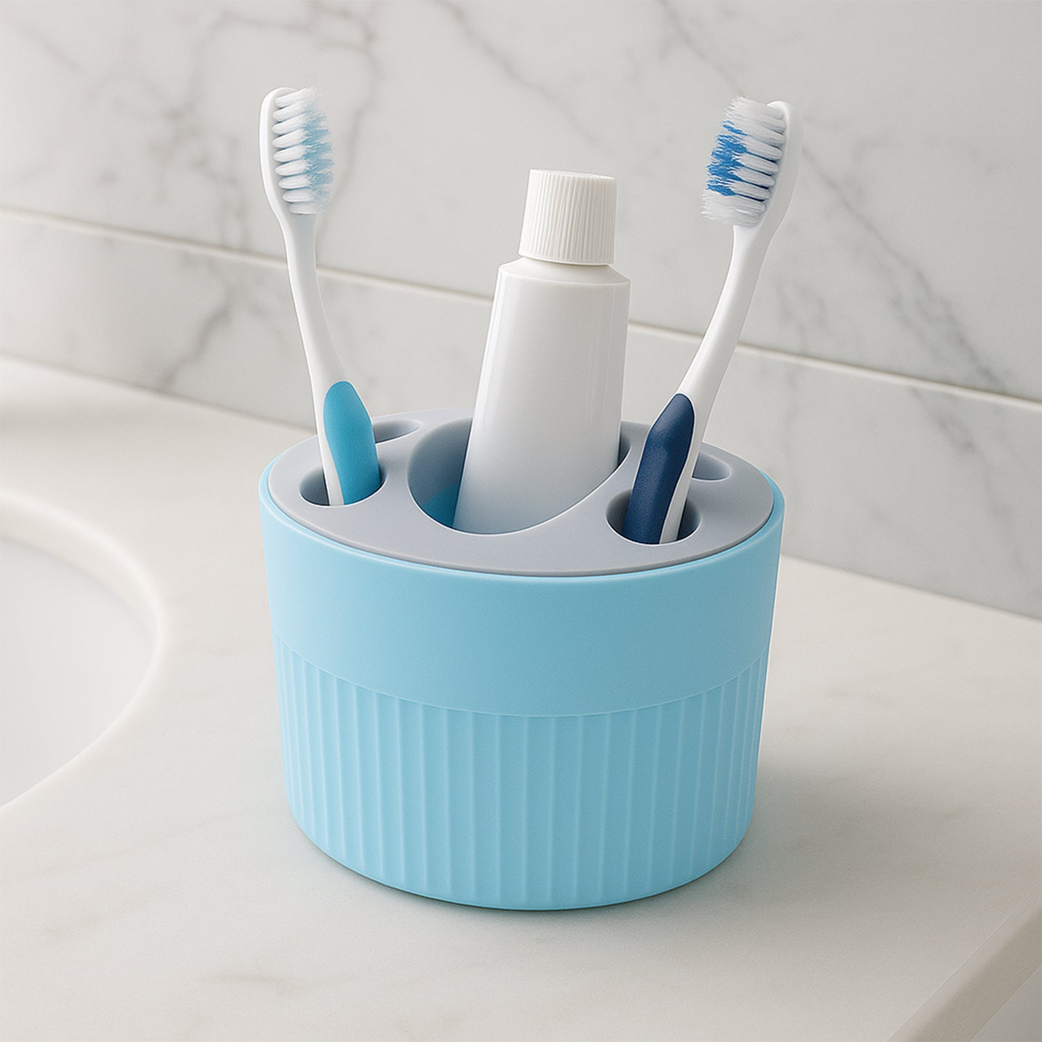Multipurpose Bathroom Toothbrush And Utility Holder Stand With Multiple Slots (1 Pc) Multipurpose Bathroom Toothbrush And Utility Holder Stand With Multiple Slots (1 Pc)